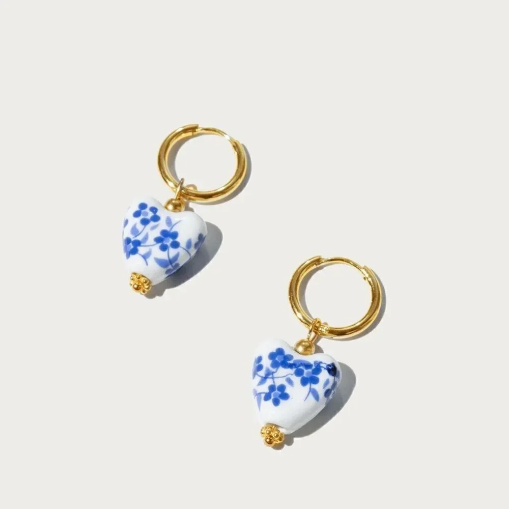 Boho heart hoop earrings #820 - Picture 1 of 4